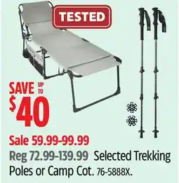 Canadian Tire Woods Selected Trekking Poles or Camp Cot offer
