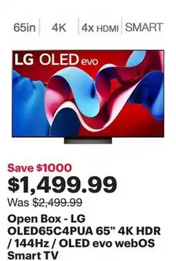 Best Buy Open Box - LG OLED65C4PUA 65 4K HDR / 144Hz / OLED evo webOS Smart TV offer