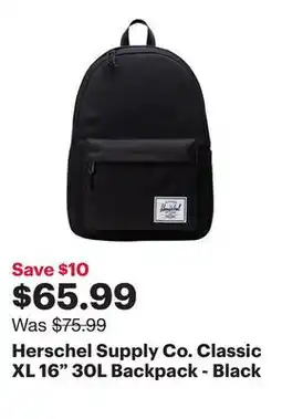 Best Buy Herschel Supply Co. Classic XL 16 30L Backpack - Black offer