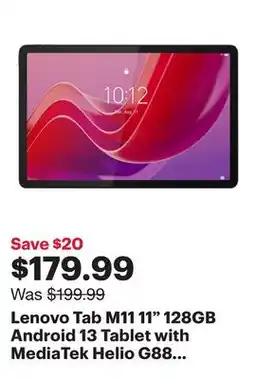 Best Buy Lenovo Tab M11 11 128GB Android 13 Tablet with MediaTek Helio G88 8-Core Processor - Luna Grey offer