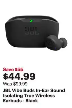 Best Buy JBL Vibe Buds In-Ear Sound Isolating True Wireless Earbuds - Black offer