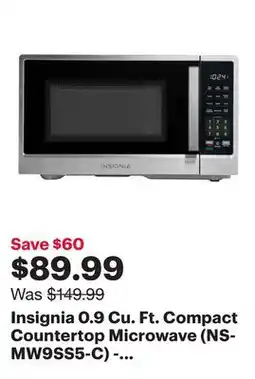 Best Buy Insignia 0.9 Cu. Ft. Compact Countertop Microwave (NS-MW9SS5-C) - Stainless Steel - Only at Best Buy offer