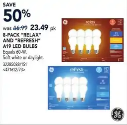 RONA 8-PACK RELAX AND REFRESH A19 LED BULBS offer