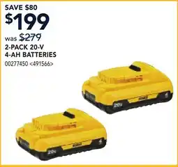 RONA DEWALT 2-PACK 20-V 4-AH BATTERIES offer