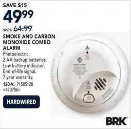 RONA BRK SMOKE AND CARBON MONOXIDE COMBO ALARM 120-V offer