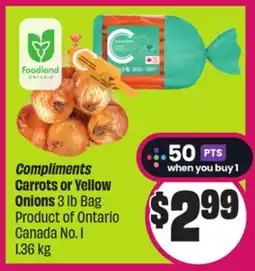 Chalo FreshCo Compliments Carrots or Yellow Onions 3 lb Bag Product of Ontario Canada No. 1 1.36 kg offer