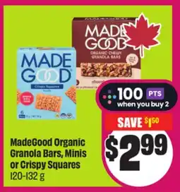 Chalo FreshCo MadeGood Organic Granola Bars, Minis or Crispy Squares 120-132 g offer