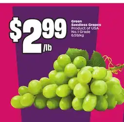 Chalo FreshCo Green Seedless Grapes Product of USA No. 1 Grade 6.59/kg offer
