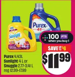 Chalo FreshCo Purex 4.43L Sunlight 4 L or Snuggle 2.77-3.41 L offer