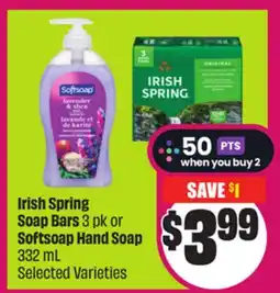 Chalo FreshCo Irish Spring Soap Bars 3 pk or Softsoap Hand Soap 332 mL Selected Varieties offer