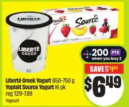 FreshCo Liberte Greek Yogurt 650-750 g Yoplait source Yogurt 16 pk offer