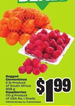 FreshCo Bagged Clementines 2 lb Product of South Africa 908 g Raspberries 170 g Product of USA No. 1 Grade offer