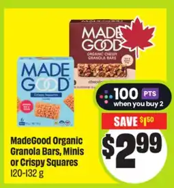 FreshCo MadeGood Organic Granola Bars, Minis or Crispy Squares 120-132 g offer