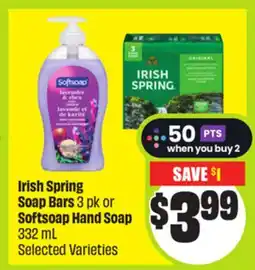 FreshCo Irish Spring Soap Bars 3 Pk or Softsoap Hand Soap 332 mL Selected Varieties offer