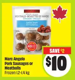 FreshCo Marc Angelo Pork Sausages or Meatballs Frozen 1.2-1.4 kg offer