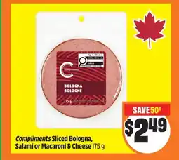 FreshCo Compliments Sliced Bologna, Salami or Macaroni & Cheese 175 g offer