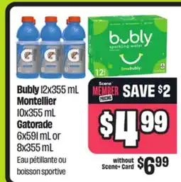 FreshCo Bubly 12x355 ml 10x355 ml Gatorade 6x591 ml 8x355 mL offer