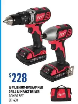 Canac 18 V Lithium-Ion Hammer Drill & Impact Driver Combo Set offer