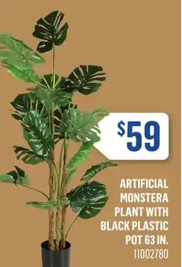 Canac Artificial Monstera Plant with Black Plastic Pot 63 in offer