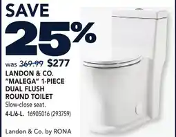 RONA LANDON & CO. MALEGA 1-PIECE DUAL FLUSH ROUND TOILET offer