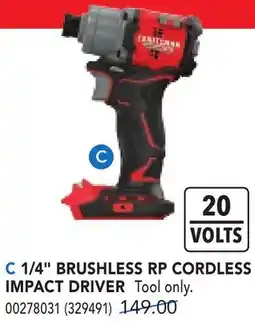 RONA 1/4 BRUSHLESS RP CORDLESS IMPACT DRIVER offer