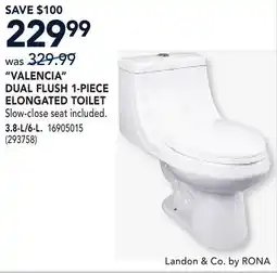 RONA LANDON & CO VALENCIA DUAL FLUSH 1-PIECE ELONGATED TOILET offer