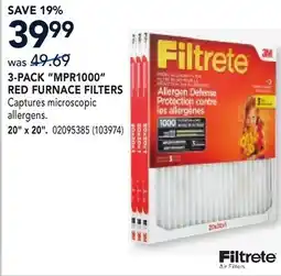 RONA 3-PACK MPR1000 RED FURNACE FILTERS 20 x 20 offer