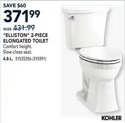 RONA KOHLER ELLISTON 2-PIECE ELONGATED TOILET offer