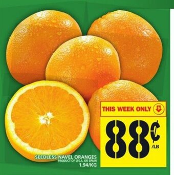 Food Basics Seedless navel oranges offer
