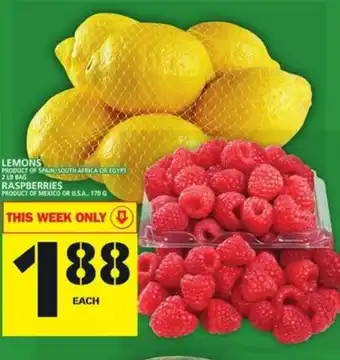 Food Basics Lemons, Raspberries offer