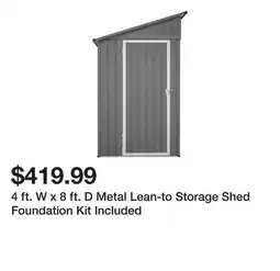 Wayfair 4 ft. W x 8 ft. D Metal Lean-to Storage Shed Foundation Kit Included offer