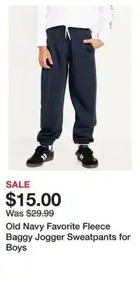 Old Navy Old Navy Favorite Fleece Baggy Jogger Sweatpants for Boys offer