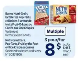 Walmart Nutri-Grain bars, Pop-Tarts, Fruit by the Foot or Rice Krispies squares offer