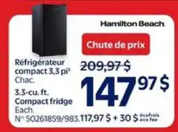 Walmart Hamilton Beach Compact Fridge offer
