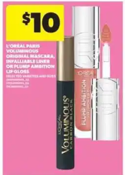 Real Canadian Superstore L'Oréal Paris Voluminous Original Mascara, Infallible Liner or Plump Ambition Lip Gloss offer