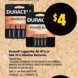 Real Canadian Superstore Duracell Coppertop AA (8's) or AAA (4's) Alkaline Batteries offer