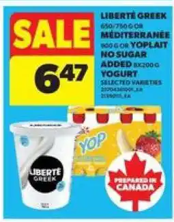 Real Canadian Superstore Liberté Greek, Mediterranée, Yoplait No Sugar Added Yogurt offer