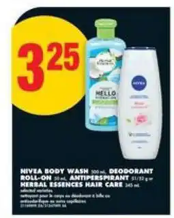 No Frills Nivea Body Wash, Deodorant Roll-On, Antiperspirant, Herbal Essences Hair Care offer