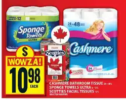 Food Basics Cashmere Bathroom Tissue, Sponge Towels Ultra, Scotties Facial Tissues offer