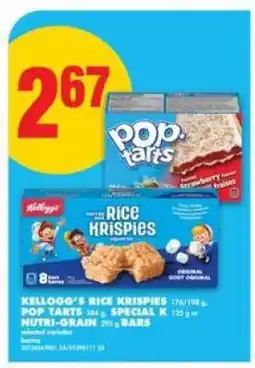 No Frills Kellogg's Rice Krispies, Pop Tarts, Special K, Nutri-Grain Bars offer