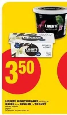 No Frills LIBERTÉ MEDITERRANEE or GREEK or CRUNCH 2% YOGURT offer