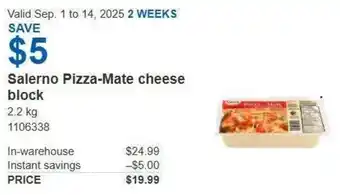 Costco Salerno pizza mate cheese block offer