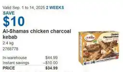 Costco Al-Shamas chicken charcoal kebab offer