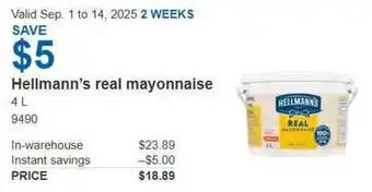 Costco Hellmann's real mayonnaise offer