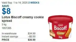 Costco Lotus Biscoff creamy cookie spread offer