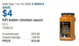 Costco KFI butter chicken sauce offer