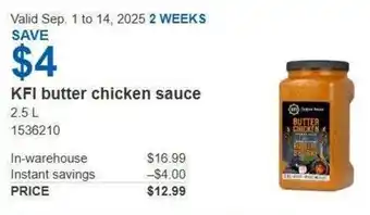 Costco KFI butter chicken sauce offer