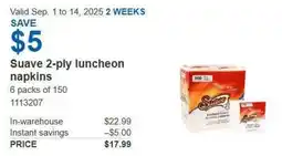 Costco Suave 2-ply luncheon napkins offer