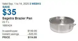 Costco Sagetra Brazier Pan offer