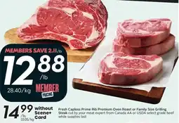 Sobeys Fresh capless prime rib premium oven roast or family size grilling steak offer